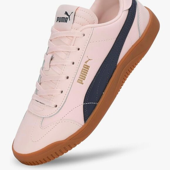 PUMA CLUB 5V5 Island Pink-Galactic Gray-GoldLEATHER LOW TOP TRAINERS - Picture 7 of 16